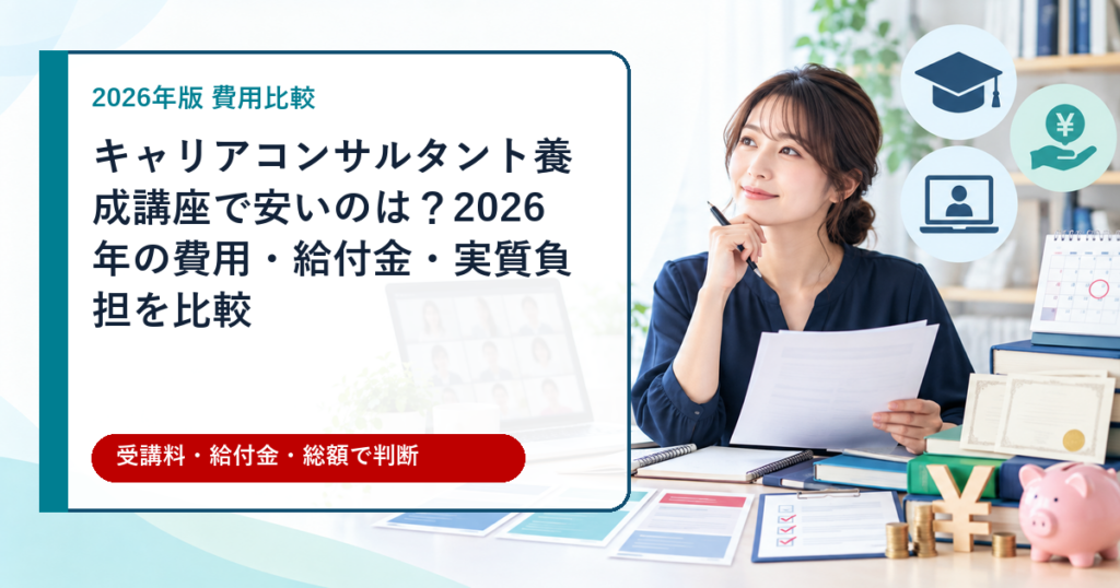 キャリアコンサルタント養成講座の費用・給付金・実質負担を比較するアイキャッチ画像