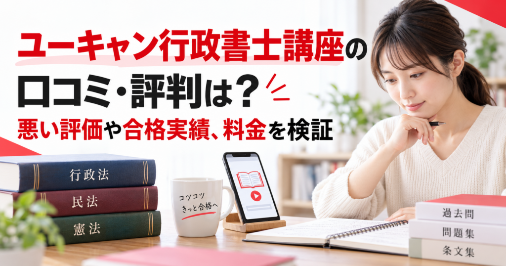 ユーキャン行政書士講座の口コミ・評判と料金を検証するアイキャッチ